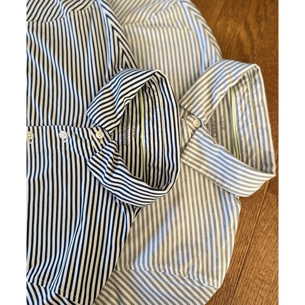2 J. Crew Performance Polo Shirts Mens Medium Striped Excellent Golf Top Active